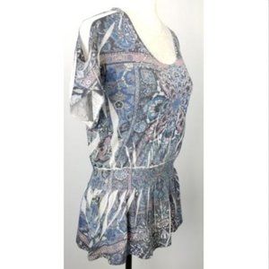 Forever 21 Cold Shoulder Top Blue Pink Floral L